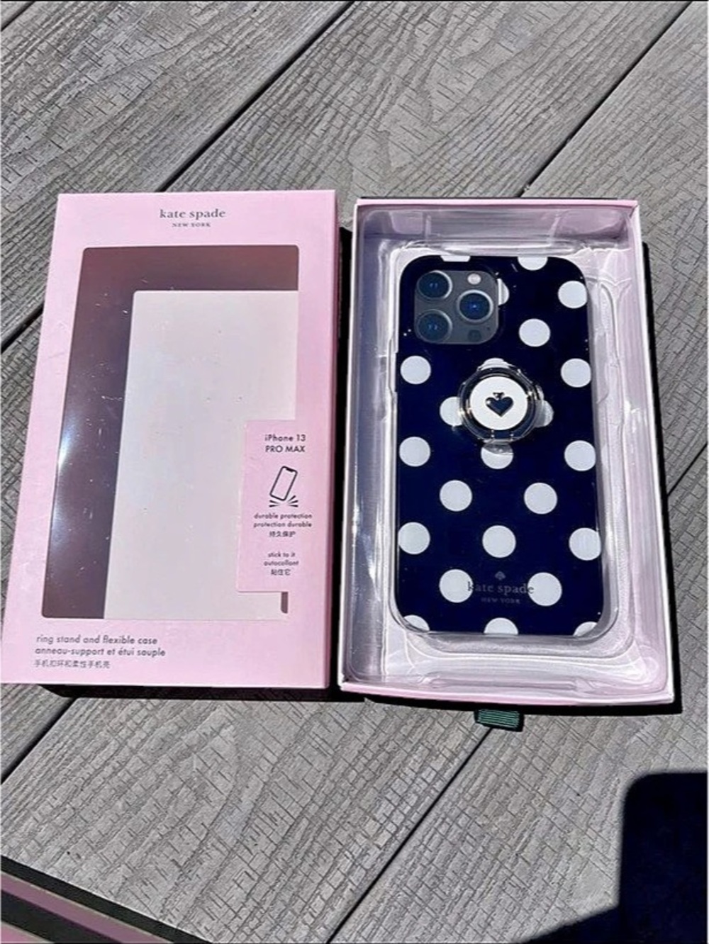 kate spade new york Polka Dot Ring Stand and Flexible Case for iPhone 13 Pro Max